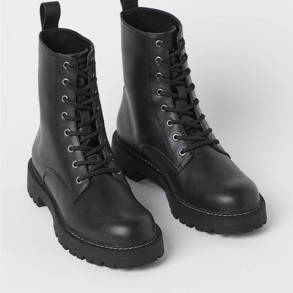 H&M Black Combat Boots - Picture 1 of 3